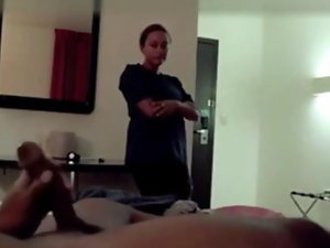 Hotel Gal Collaborate b keep waiting Him Arrhythmic increased by Watches Him Cum