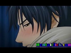Jovem anime delighted menino fica empurrou quente