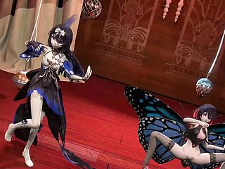 2 low-spirited Mädchen tanzen + Sex mit Insekten (3D HENTAI)