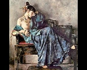Wanita Cina dan Cermin - Lukisan Lu Jianjun