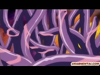 cô gái hentai Gaffer groupfucked tất cả các lỗ bằng xúc tu