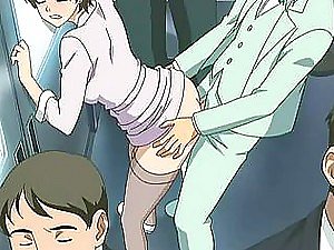 Powered dan Busty Anime Pelacur Mendapatkan Kacau dalam Episode Shuudan Chikan Densha
